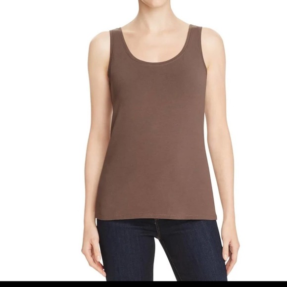 NIC+ZOE Light Brown Cotton Blend Perfect Tank w/Scoop Neck - Picture 1 of 6